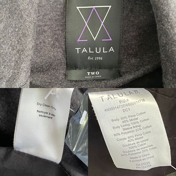 ARITZIA Talula Cotton Modal Jersey Blazer Charcoal Grey 2 - Picture 7 of 7